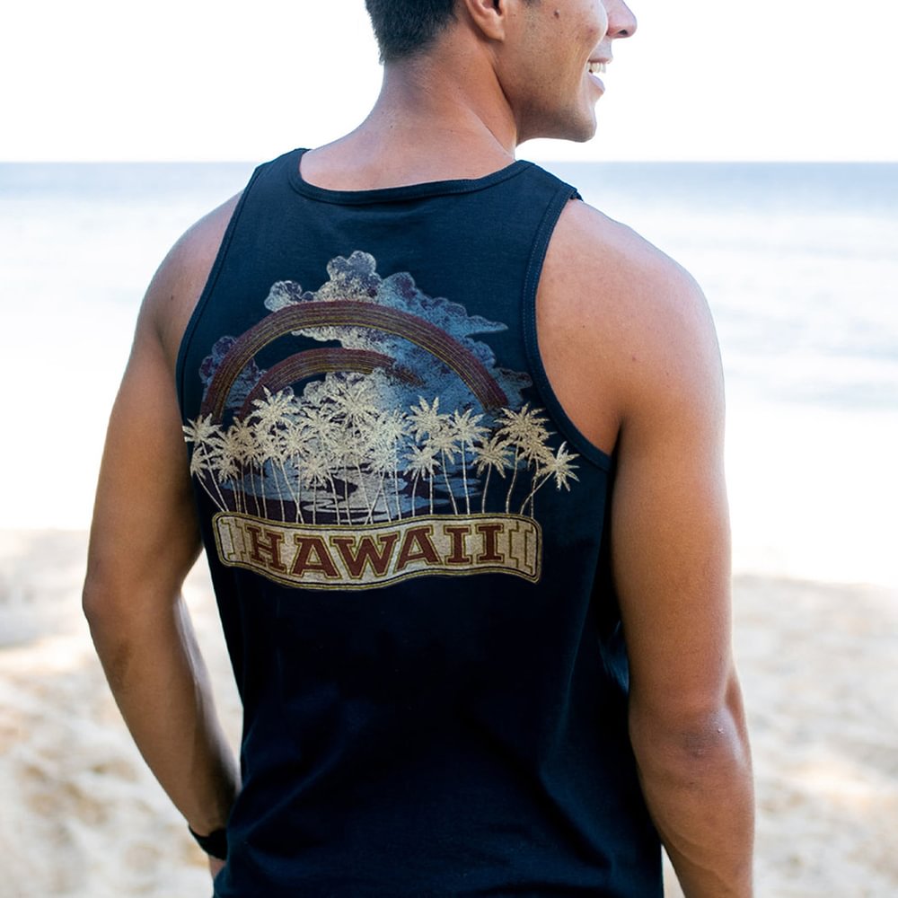 Men Hawaii Graphic Sleeveless T-shirt