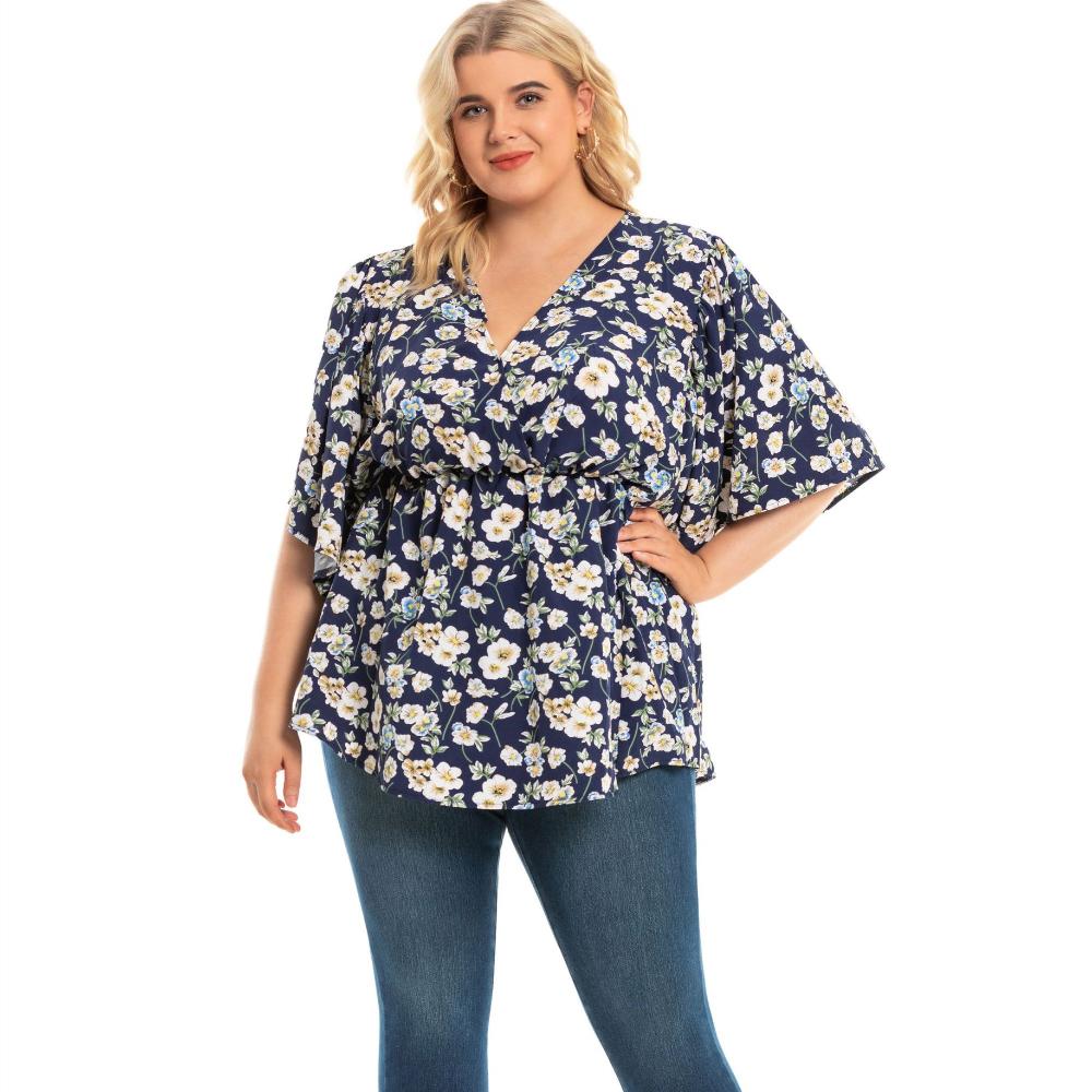  thdmladies Fly Sleeve Loose V-neck Top thedmladies
