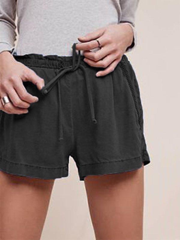 Casual Plus Size Solid Shorts