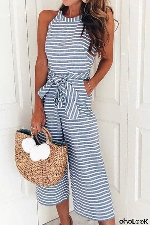 Wind In My Sails Cotton Pocketed Tie Jumpsuit