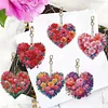 (US Local)6Pcs Acrylic Double Sided Flower Diamond Painting Keychain for Bag Decor