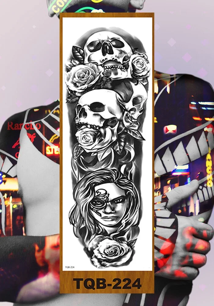 Full Flower Arm Temporary Tattoo Sticker Man Woman Girls Body Leg Fake Tatoo Sexy Tiger Wolf Beauty & Beast Body Art Hotwife DIY