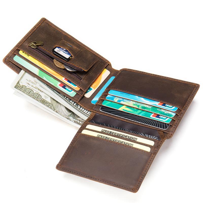 Anti-Scan RFID Design Genuine Leather Currency Pocket Coin Slot Lightweight Mini Wallet