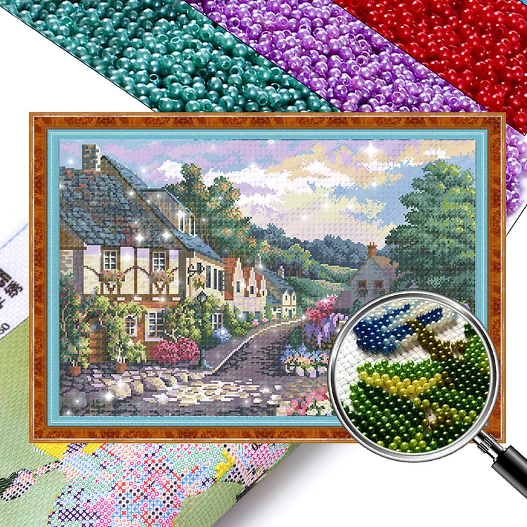 Scenery - 9CT Bead Embroidery Cross Stitch(Partial Embroidery)