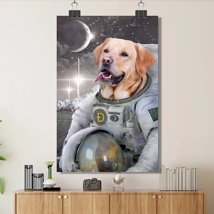Dog In Space Space Suit Dog Pet PortraitCustom portrait mural cat cat mural portrait pet portrait Custom Poster/Canvas/Scroll Painting/Magnetic Painting  Switch Glock