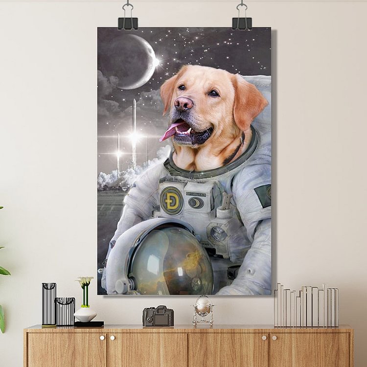 Dog In Space Space Suit Dog Pet PortraitCustom portrait mural cat cat mural portrait pet portrait Custom Poster/Canvas/Scroll Painting/Magnetic Painting