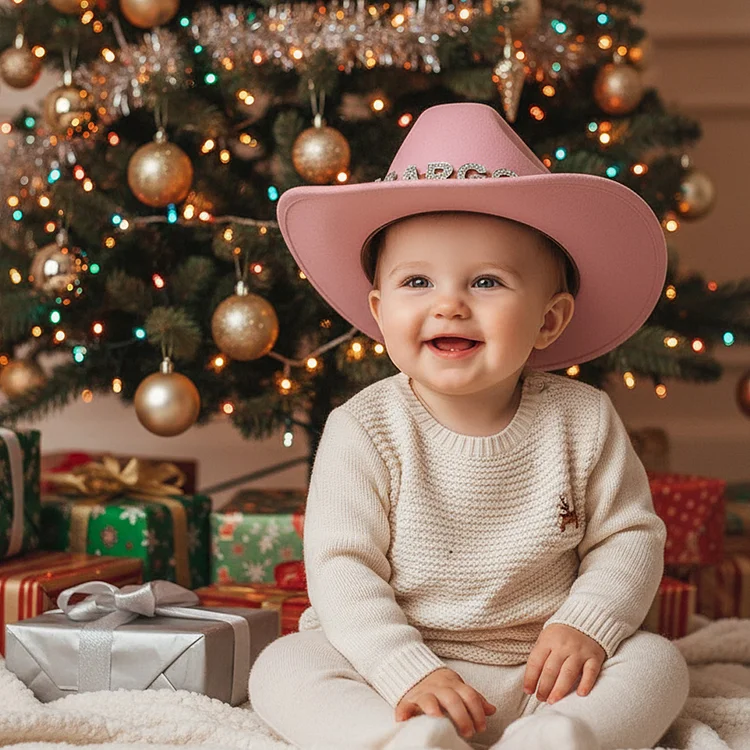 Custom Toddler Cowboy Hat for Kids, Personalized Rhinestone Cowgirl Hat for Girls Boys, Sparkly Cowboy Hat for Women Men, Christamas Gift for Kids