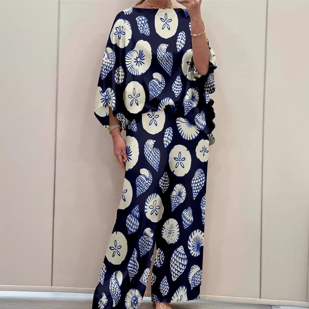 Women Long Sleeve V-neck Graphic Floral Printed Top