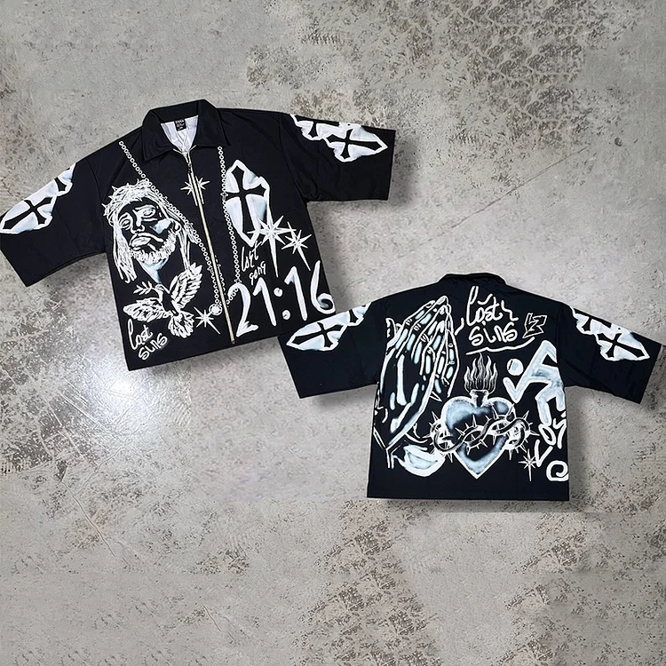 Personalized Vintage Saint Heaven Angels Graphic Zipper Shirts