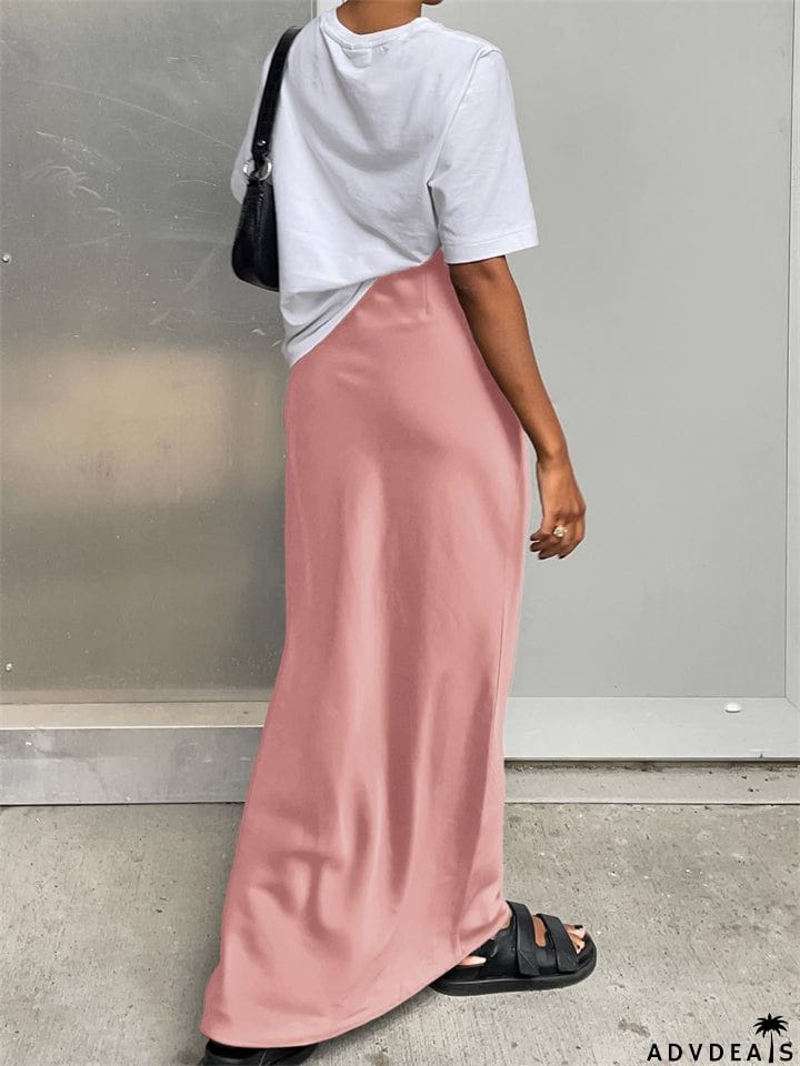 Sleek French Style High-waisted Maxi Skirts for Women