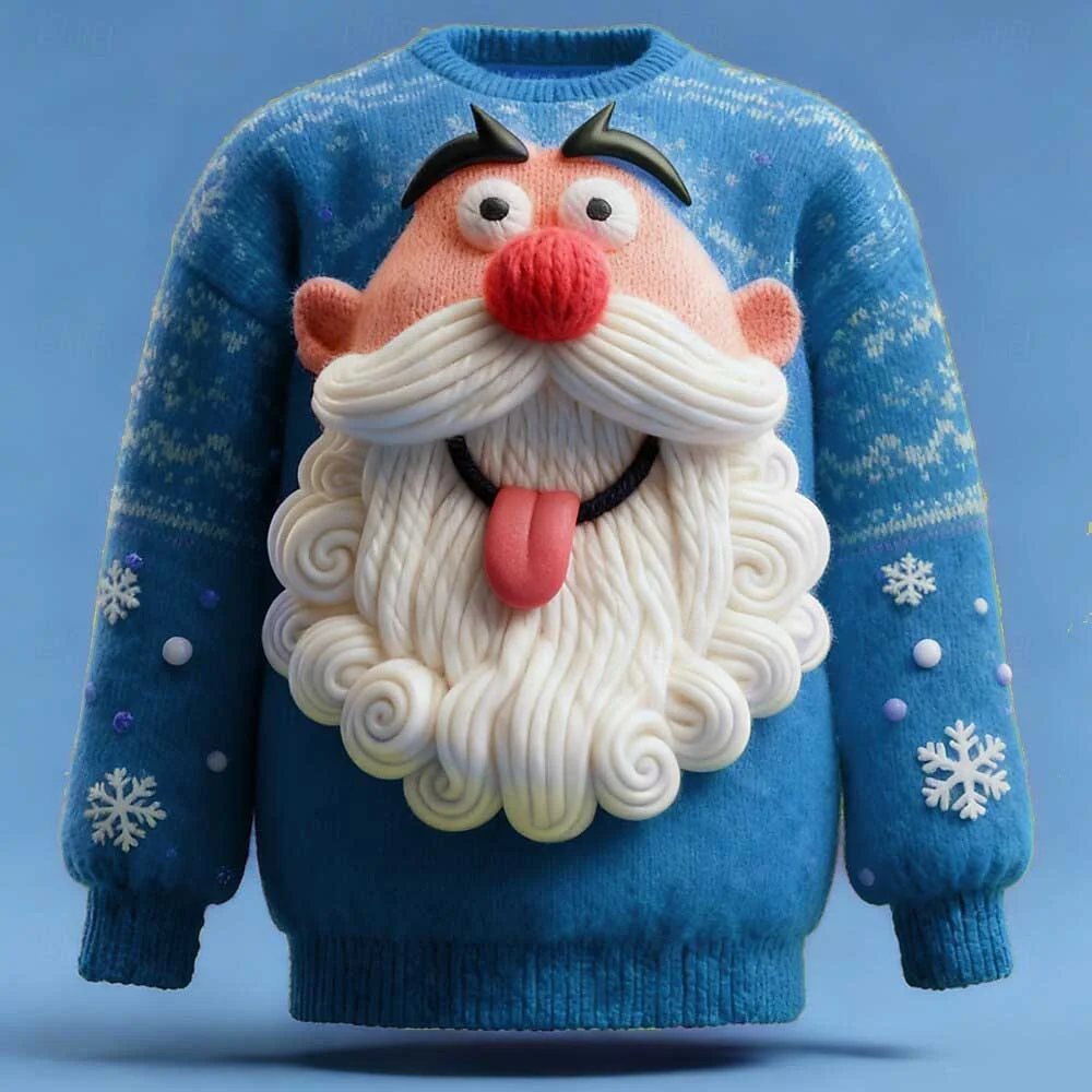 3D Print Unisex Santa Claus Crew Neck Christmas Ugly Sweatshirt-inspireuse