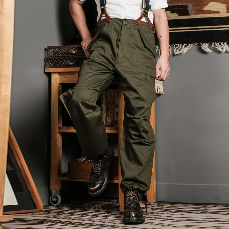 Vintage Army Green Multi-Pocket Tapered Lounge Pants