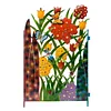Colorful Metal 3-Panel Butterfly and Flower Garden Screen
