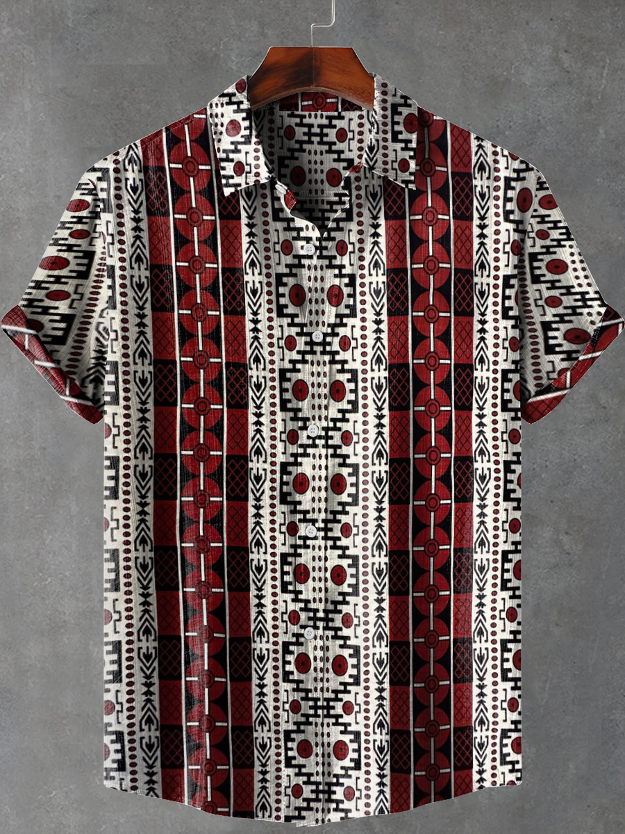 Africa Tribe Ethnic Stripes Art Print Casual 100% Cotton Shirt