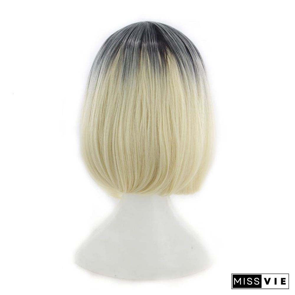 Bobo Wig Women's Short Hair Straight Hair Gradient Platinum