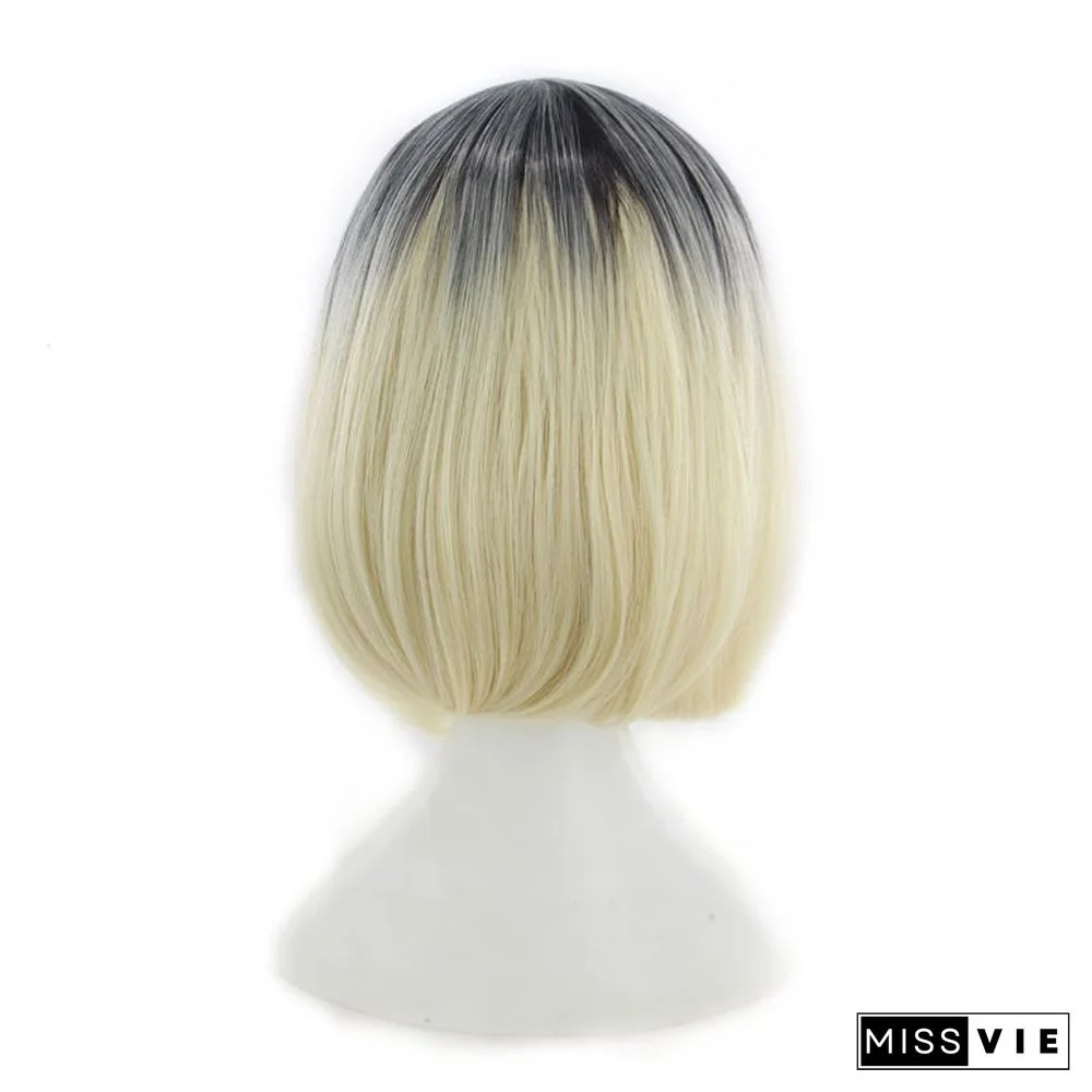Bobo Wig Women's Short Hair Straight Hair Gradient Platinum
