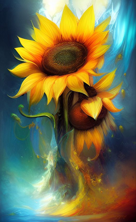 Sunflower Diamond Painting Full Square Round Drill Wall Art