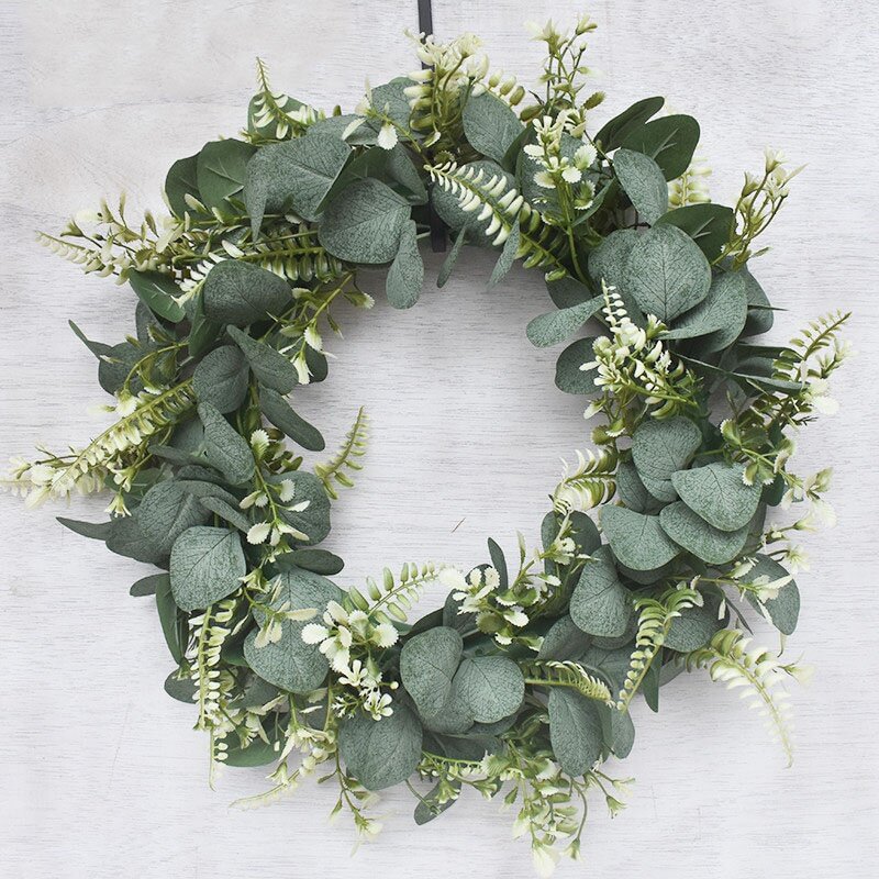 Lysimachia Leaves Dried Eucalyptus Wreaths for Front Door Outdoor Spring Wreaths、、sdecorshop