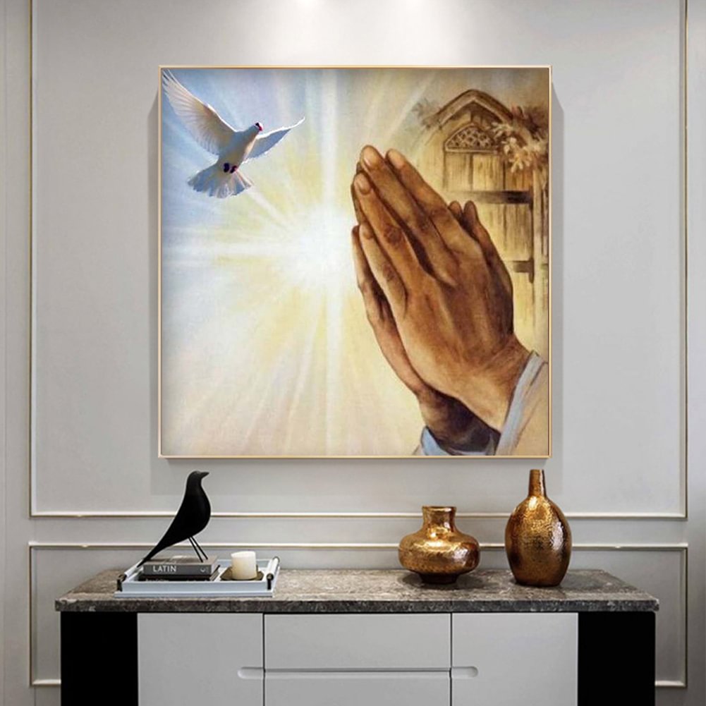 Praying Hands Dove 30*30cm(canvas) full round drill diamond painting