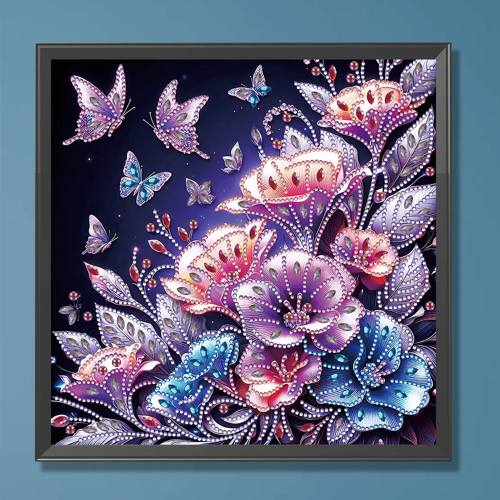 Diamond Painting - Partial Special Shaped Drill - Rose Butterfly(Canvas|30*30cm)
