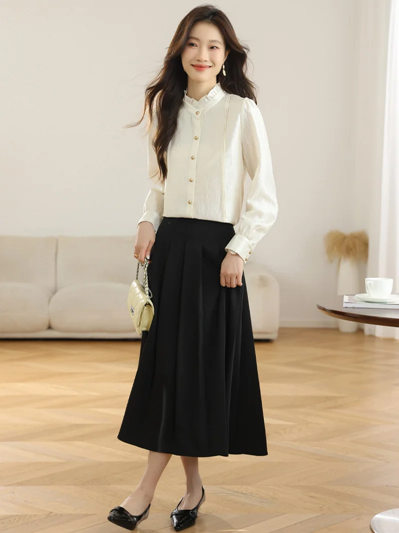 Athvotar Athvotar Spring Dress New French Long-Sleeved Shirt Women's Lace Collar Chic Commuter Blouse Fashion Shirt Tide