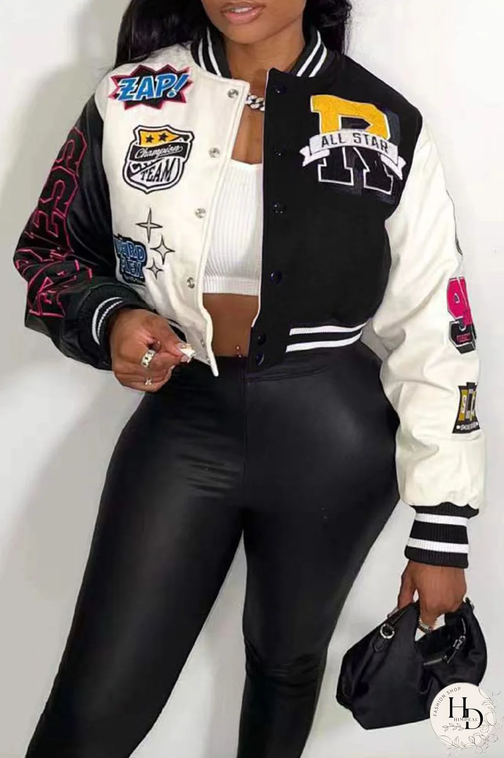 Rose Red Casual Street Print Patchwork Buckle Outerwear(Subject to Actual Product)