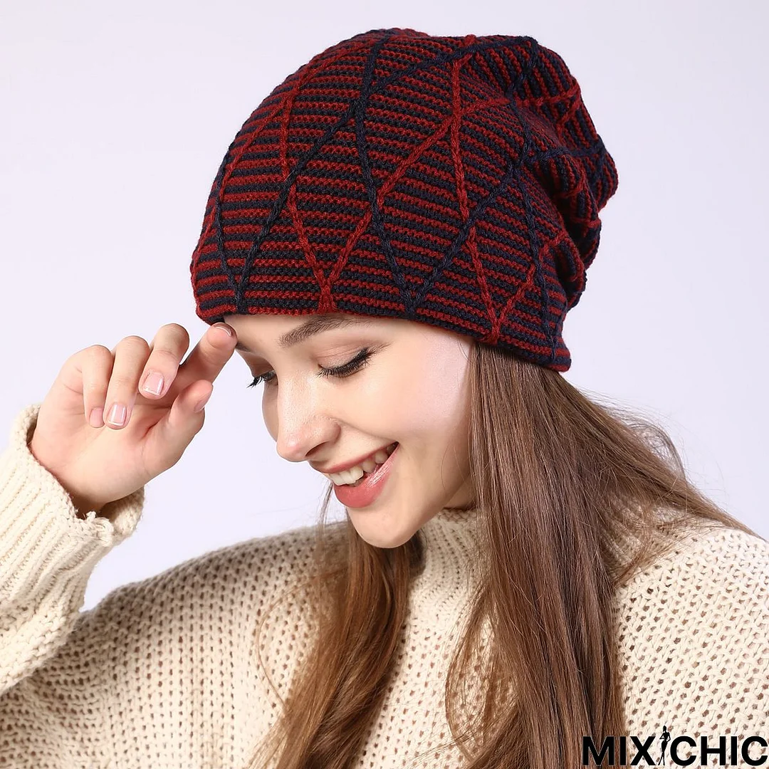 Women Color-Block Casual Knitted Hat