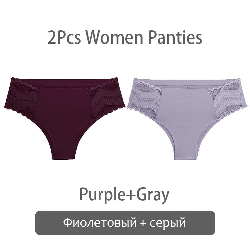 FINETOO Women Patchwork Lace Panties S-XL Seamless Underwear Sexy Low Waist Briefs Comfortable Underpants Ladies Lingerie 2021