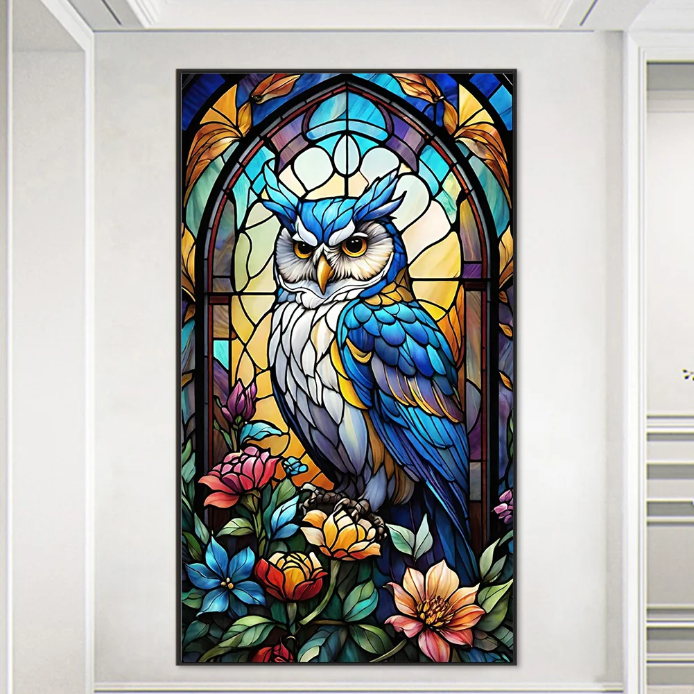 Diamond Painting - Full Round Drill - Stained Glass Owl(Canvas|40*70cm)