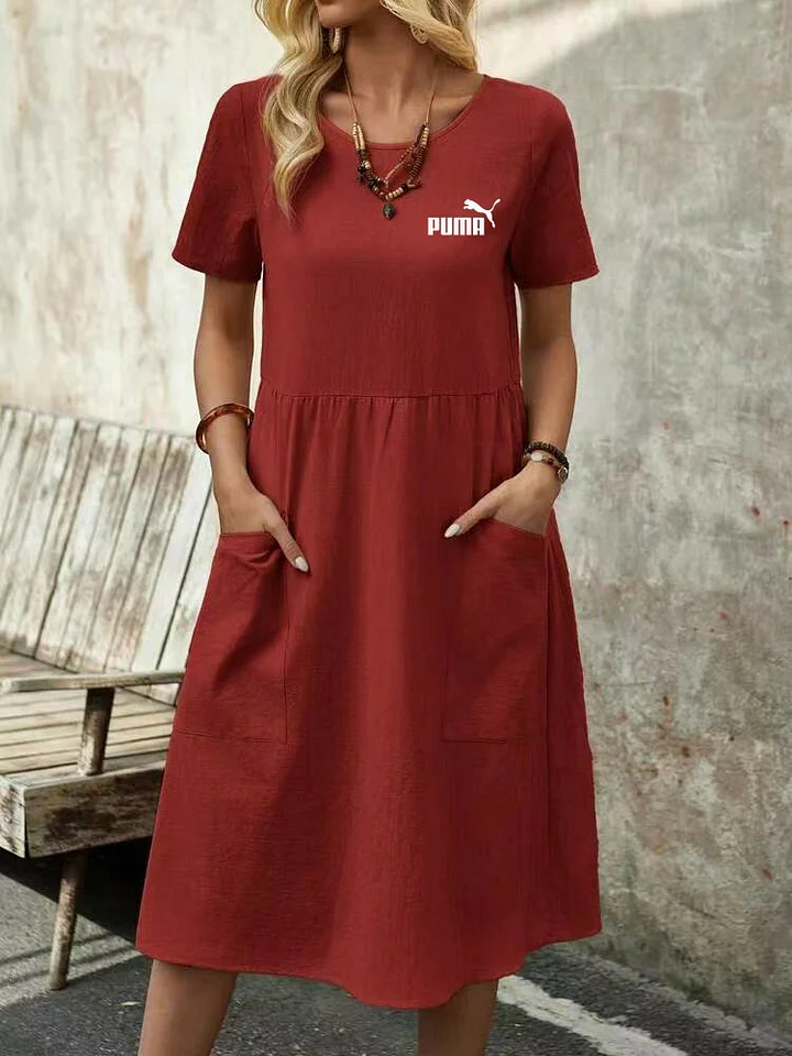 PUMA® 2024 NOVÉ ŠIROKÉ ŠATY Z BAVLNY A ĽANU