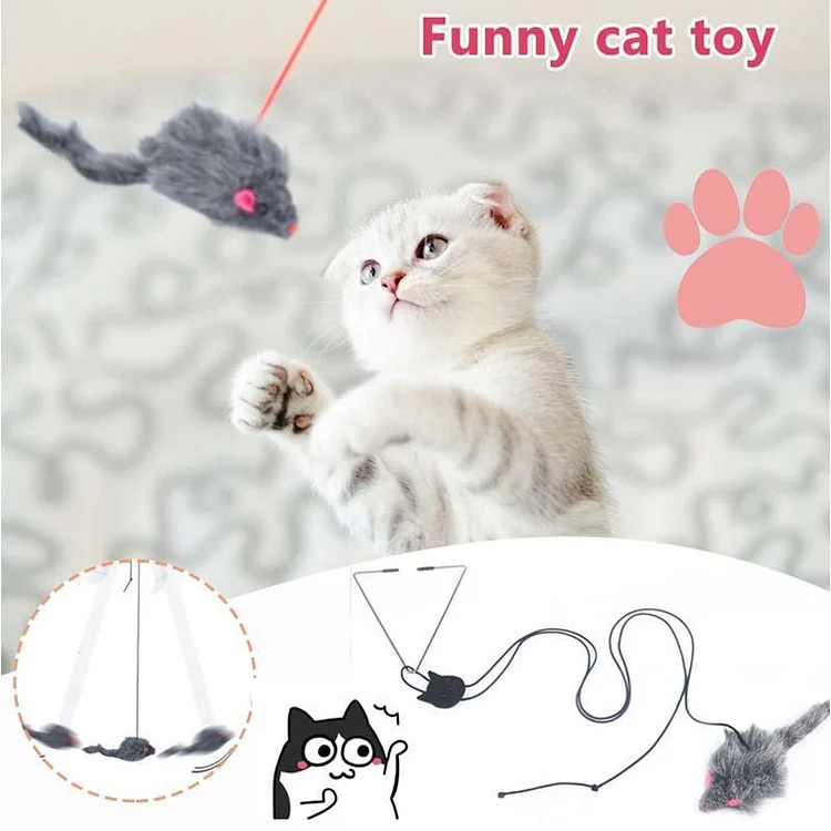 Hanging Retractable Cat Scratch Rope Mouse