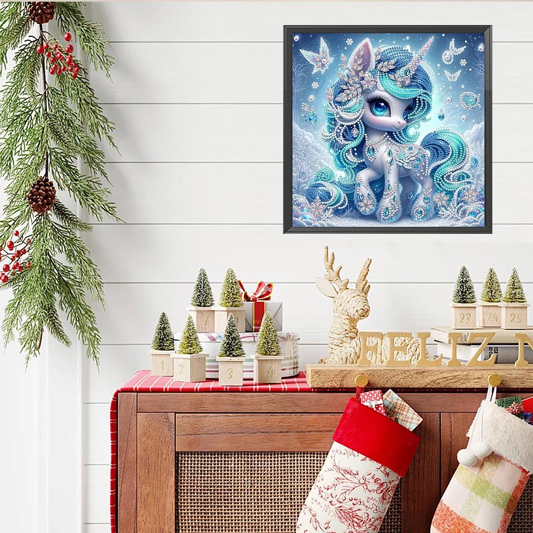 Blue Unicorn - Diamond Painting - Partial Special Shaped Drill(Canvas|30*30cm)