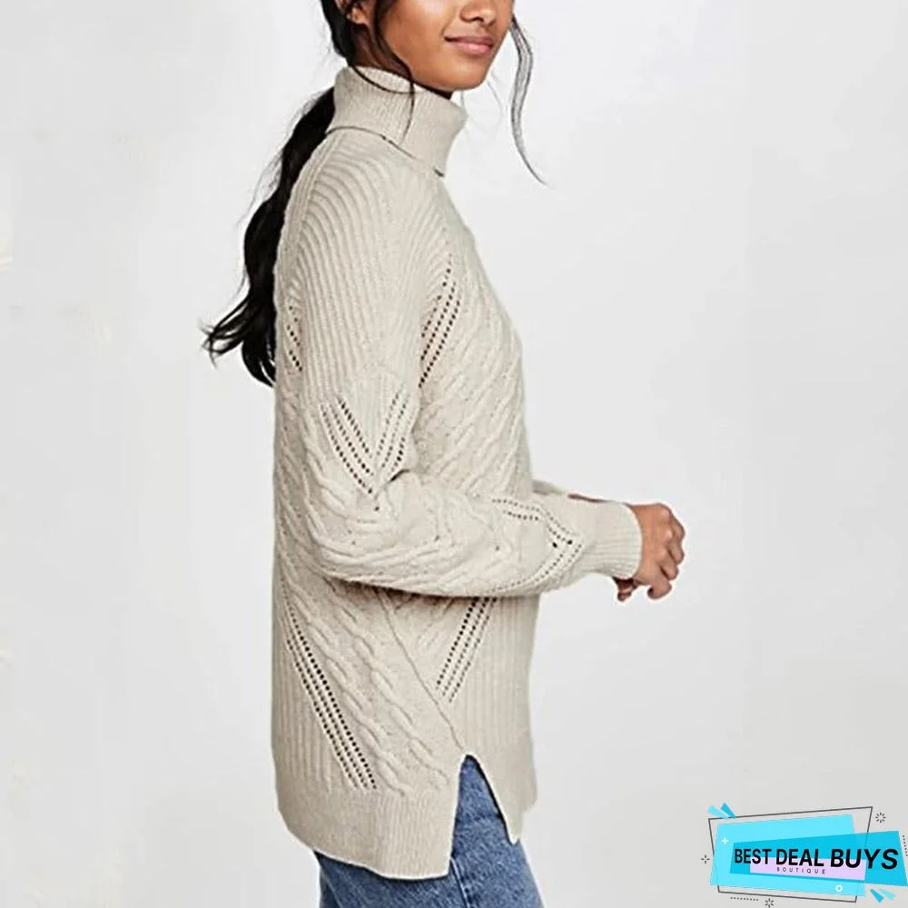 Single Shoulder Collar Casual Sweater