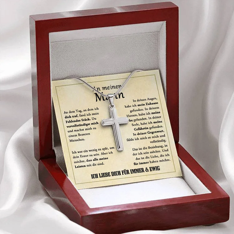 925 Sterling Silber Kreuz Halskette-An Meinen Mann-Geschenk mit Nachrichtenkart