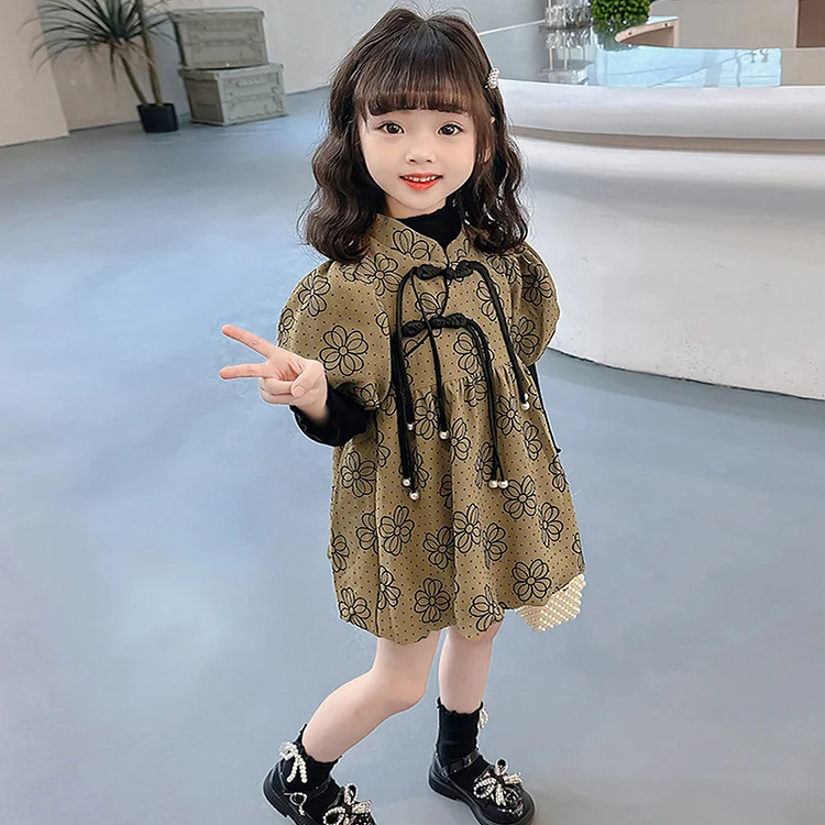 トレンド 配色 ファッション ワンピース+Tシャツ 女の子 2点セットアップ