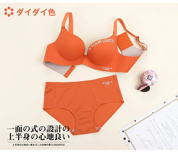 Women's Cotton Bra Sexy Letter Underwear Fashion Push Up Comfort Brassiere One Piece Seamless Underwear Female Sexy Lingerie