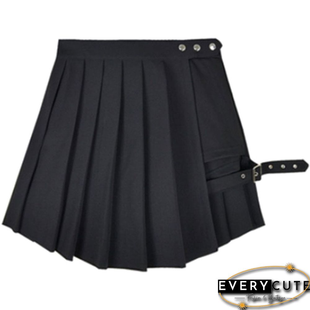 Women Summer Plaid Pleated Skirt Culotte High Waist A-Line Pantskirt