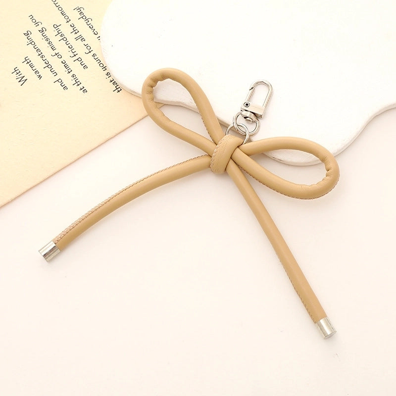 Basic Bow Knot Pu Leather Bag Pendant Mobile Phone Chain Keychain