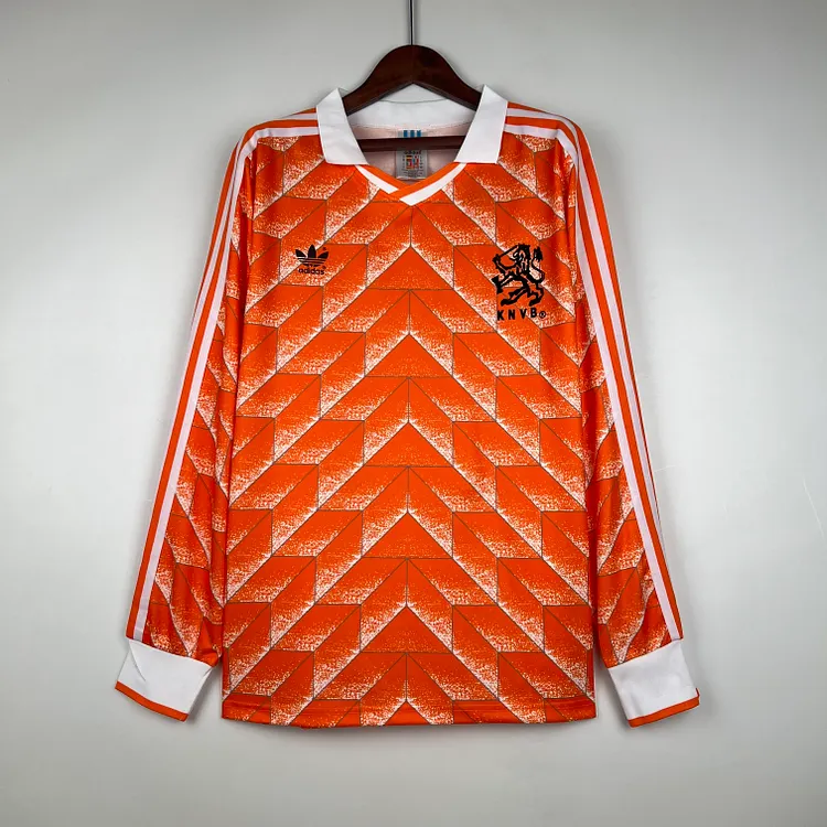 Netherlands 1988 Retro Home Long Sleeves Football Jersey