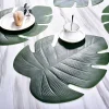 Kitchen Placemat Leaves Pvc Dining Table Mat Disc Pads Bowl Pad Coasters Waterproof Table Decor Cloth Pad Slip-Resistant Pad