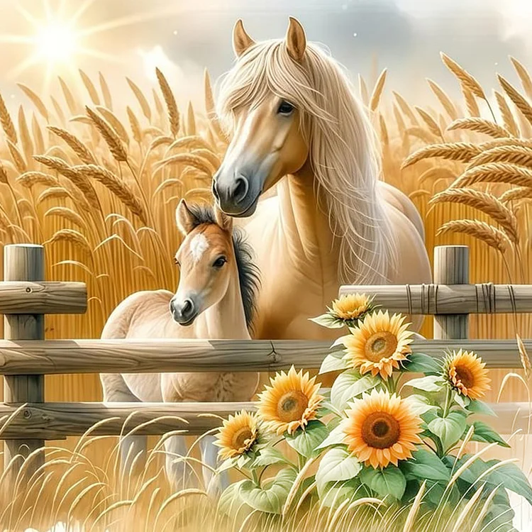 Sunflower Horse 30*30CM (Canvas) Full Round Drill Diamond Painting gbfke