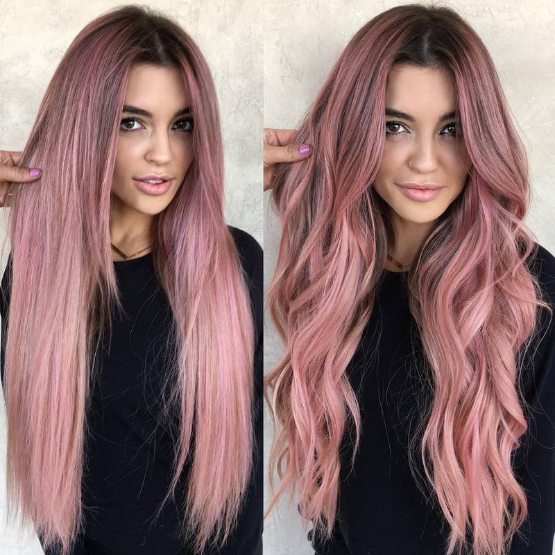 Lovely pink wig for fashion women