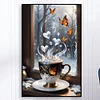 Winterkaffee &ndash; Diamantmalerei mit rundem Bohrer &ndash; 40 x 60 cm (gro&szlig;e Gr&ouml;&szlig;e)