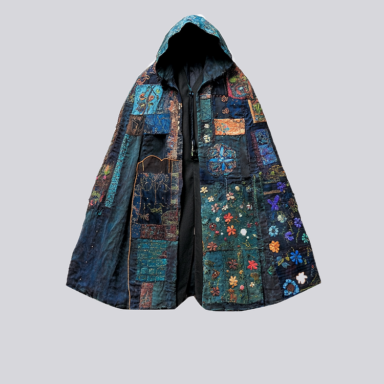 Tribal elements hooded printed robe 263a