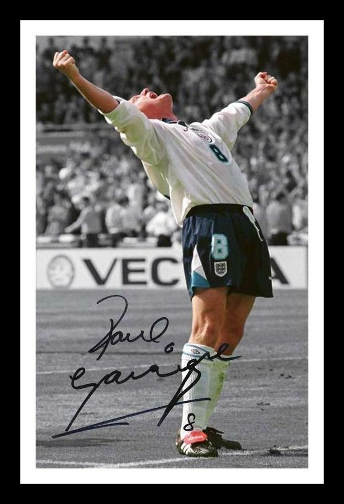 Paul Gascoigne - England Euro 96 Autograph Signed & Framed Photo Poster painting