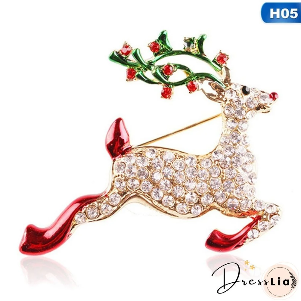 Fashion Crystal Christmas Snowman Christmas Tree Deer Brooch Pin Collar Womens Jewellery Xmas Party Jewelry