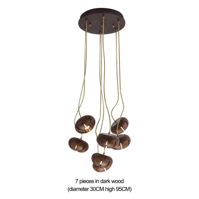 Modern Wood Pendant Lamp Floral Design Dinning Room Restaurant Office Home Copper Tuber Hang Lighting Wooden Suspension Light