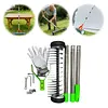 Thatch Rake with Wheels Steel Metal Dethatcher Rake with Adjustable Handle for Cleaning Dead Grass Loosening Soil Lawn Care