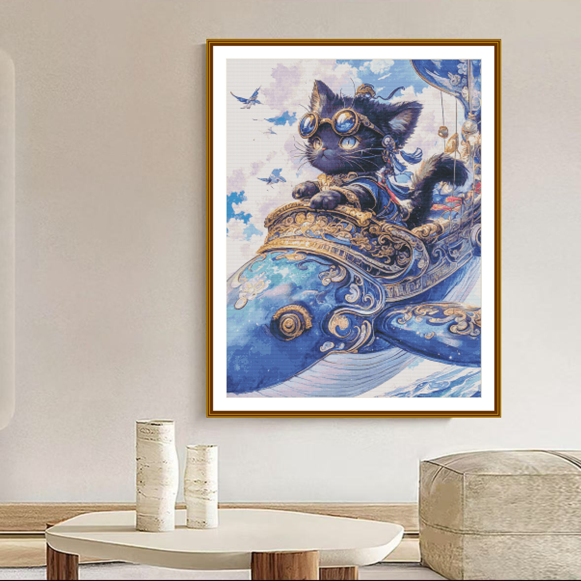 【ZZ7128-Whale Knight Meow】 Painting Fairy Cross Stitch