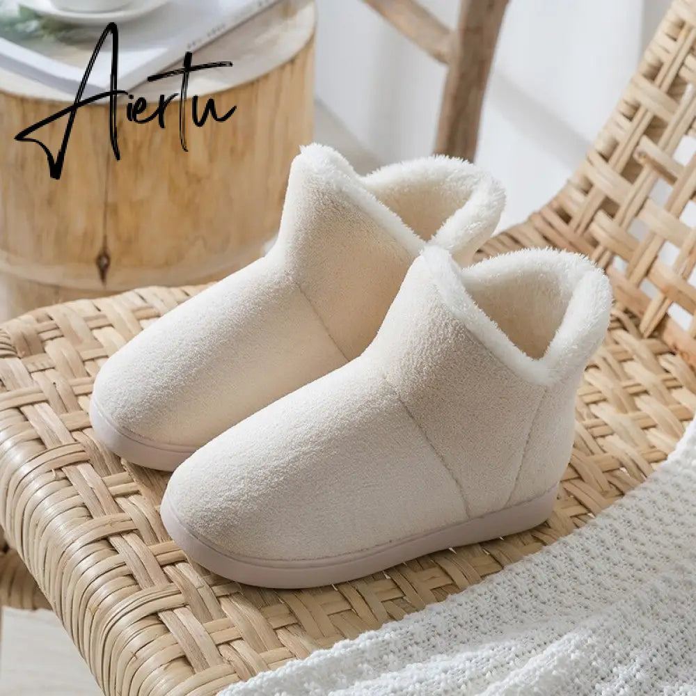 Women's Cotton Boots Female Winter Warm Fur Velvet Thick-soled Keep Warm Outside Snow Boots Footwear Plush Female Shoes Aiertu